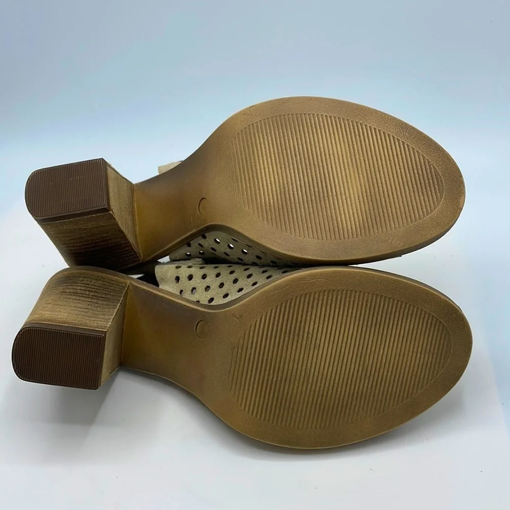 Anthropologie Barbara Barbieri Perforated Genuine Suede Slingback Booties